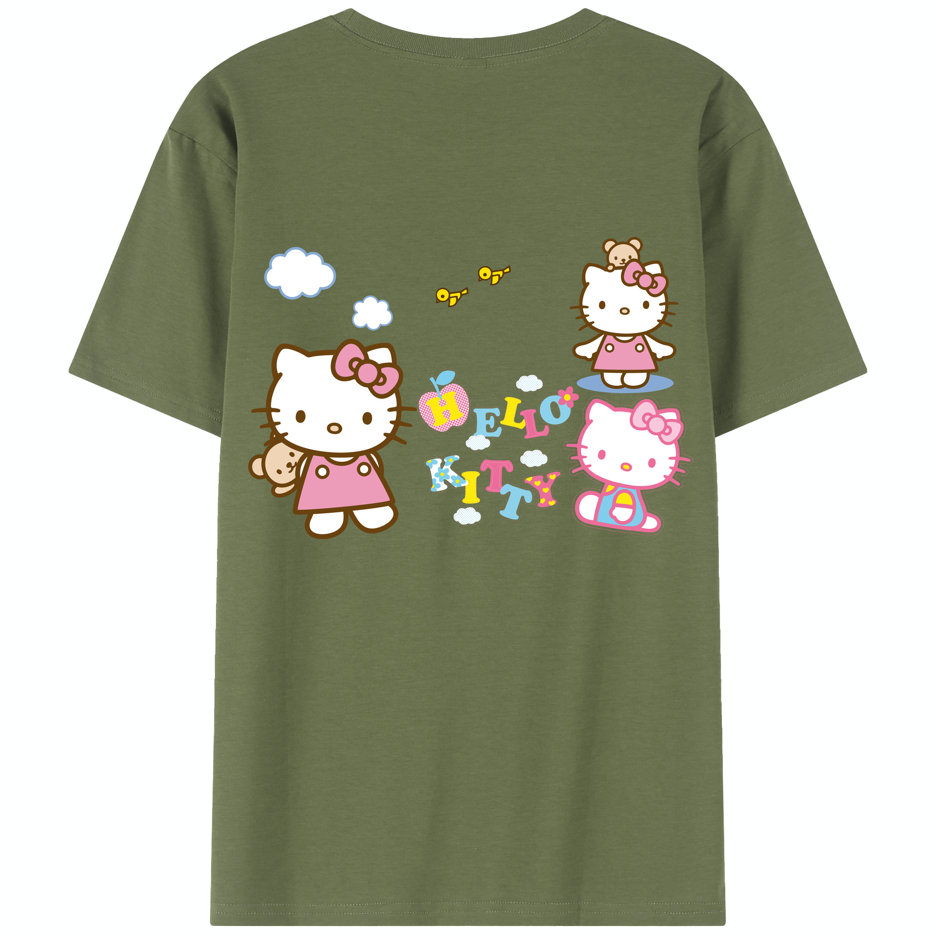 （画像用） Hello Kitty ハローキティ 綿100％半袖Tシャツ（背面プリント）